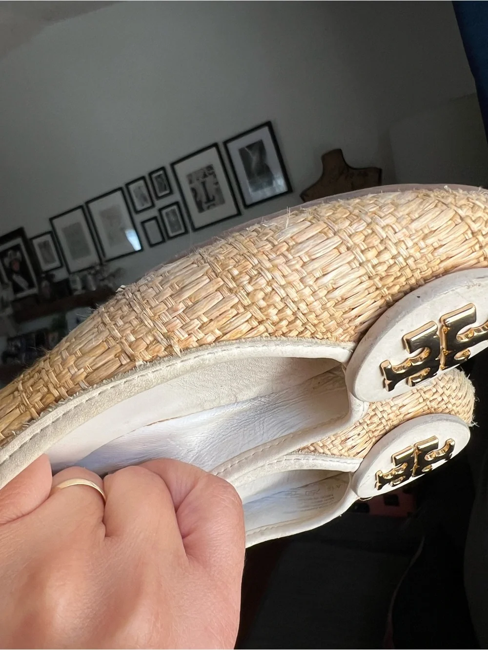 Tory Burch Reva Raffia Straw Ballet Flat Size 7M